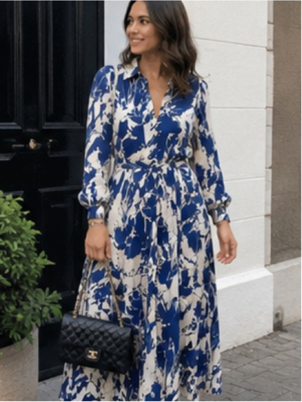 Zara bloggers favourite Blue & Ivory Abstract Print Shirt Dress Size XS - Picture 11 of 11